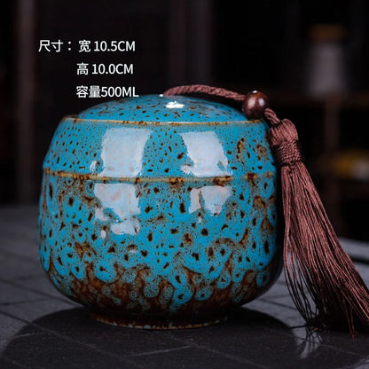 Ceramic tea can, small size, portable, kiln sealed can, household tea storage tank, powder medicine can tea tin Coffee can