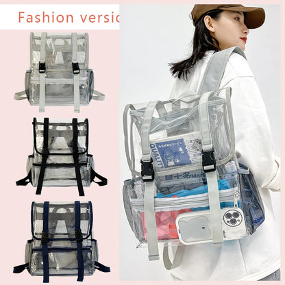 Átlátszó PVC női hátizsák egységes színes, tiszta, tiszta vízálló hallgatói táskák divatutazási hátizsák férfiak számára