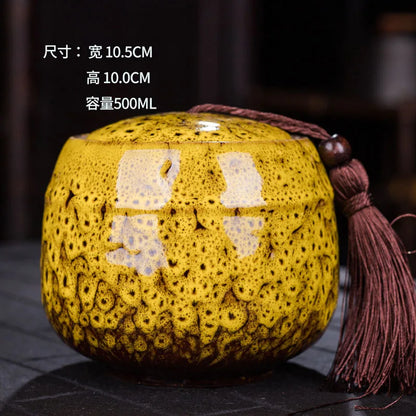 Ceramic tea can, small size, portable, kiln sealed can, household tea storage tank, powder medicine can tea tin Coffee can