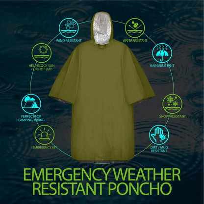 Awary deszczowe Poncho z kapturem wielokrotnym użyciem odpornego na pogodę płaszcz przeciwdeszczowy dla mężczyzn Kobiety na kemping