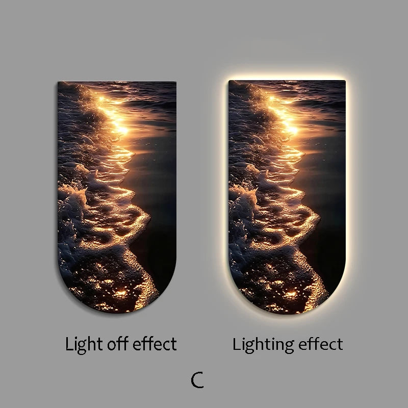 Ocean Wave Entrance Entrance Decoration Painting Led Home Interior Decoration Tableau Decoration Mural Wall Lamp Led Lights