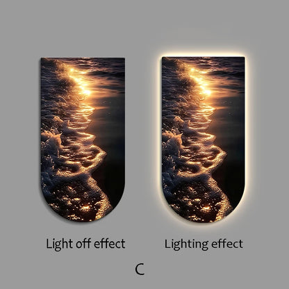 Ocean Wave Entrance Entrance Decoration Painting Led Home Interior Decoration Tableau Decoration Mural Wall Lamp Led Lights