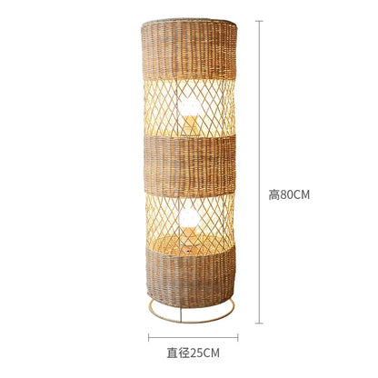 Japanese Rattan Floor Lamp Retro Hand-woven floor light for Living Room Bedroom sofa Office Hotel handmade rattan Table lamp