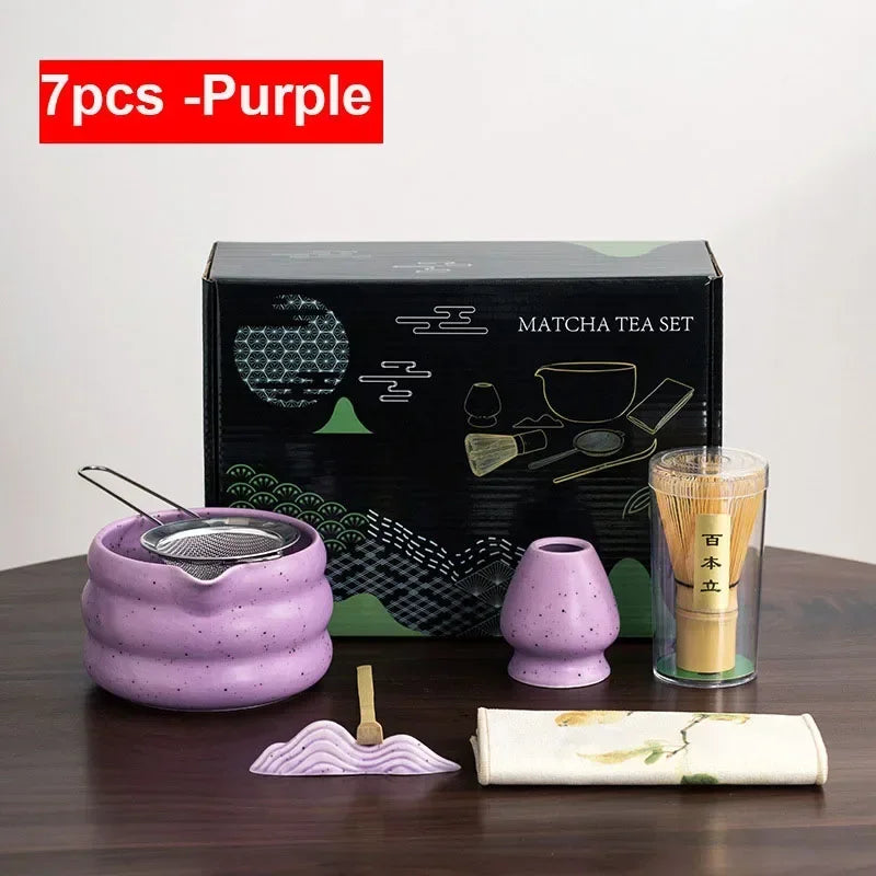 4/6PCS 7pcs Matcha White Tea Whisk Teaware Japanese Ceremony Bamboo Chasen Tea Tool Tea Brush Exquisite Matcha Kit for Teaset