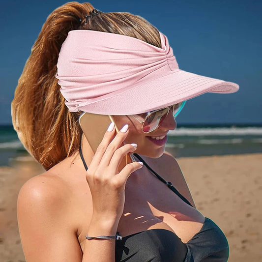 Hat kvinder sommer sol visir hat kvindelige piger anti-uv elastisk hul top hat udendørs sol hatte sommer strand hat visir hætter til dame