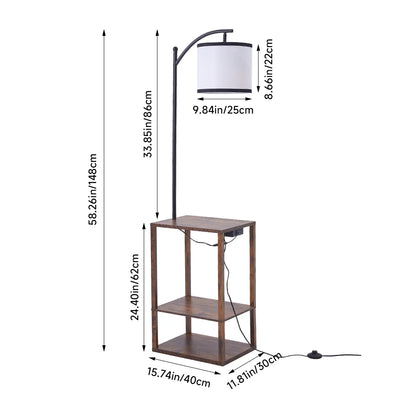 KOMORE Modern Metal Floor Lamp Side Table 2 In 1 for Living Room Office, Bedroom, Hallway, Porch