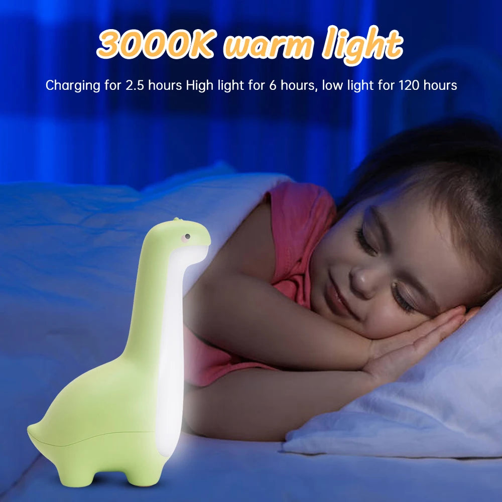 Long Necked Dinosaur Light USB Charging Soft Light With Sleeping Light Children's Cartoon Bedside Feeding LED Cute Night Light