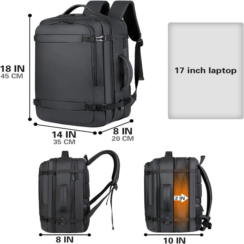 2023. 40lexpandirajući ruksak s USB-om, let odobren nositi torbe za zrakoplove, vodeni izdržljivi 17-inčni muškarci