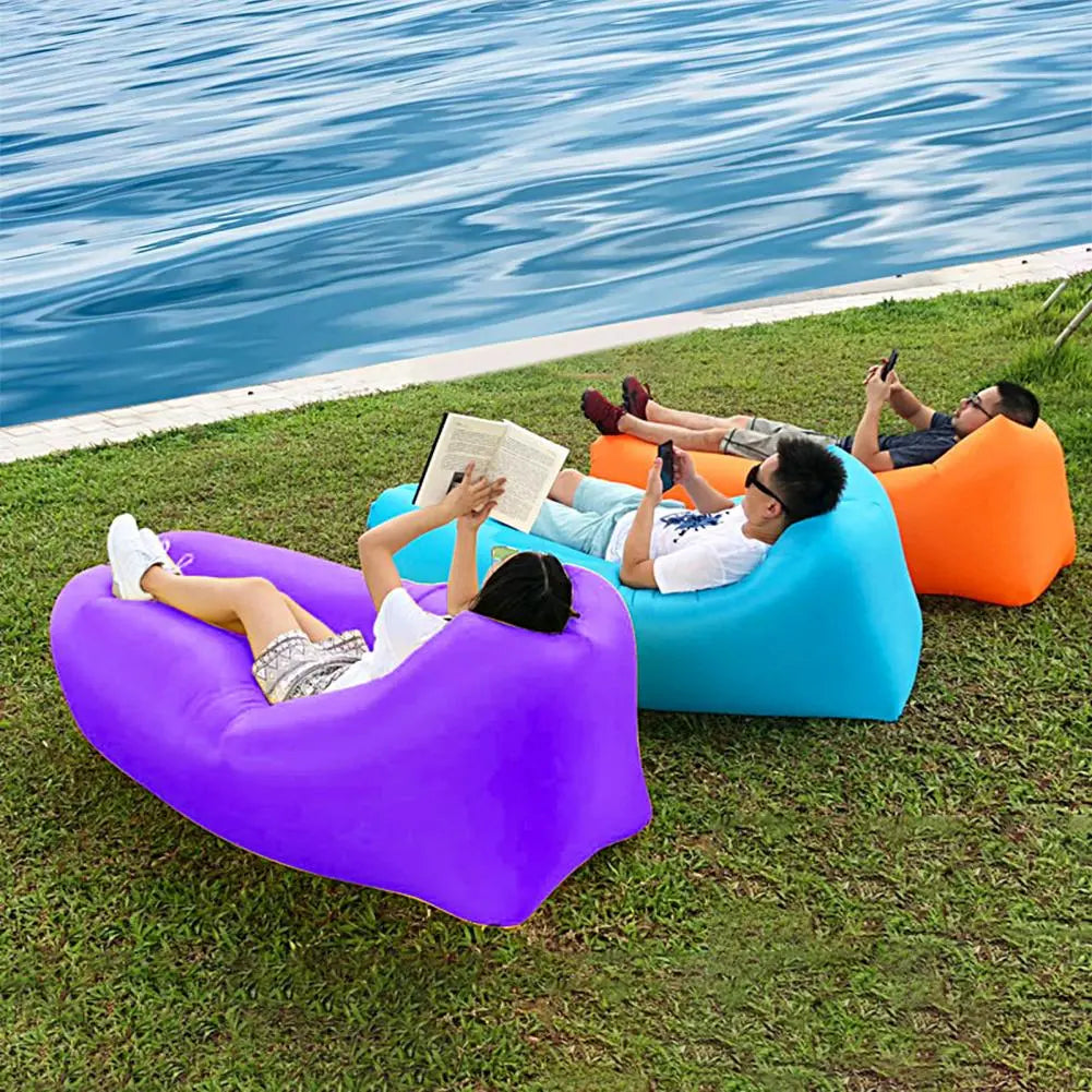 Inflatable Sofa Foldable Lounge Couch Sleeping Bed Portable Beach Sofa Lazy Bed Chair Camping Air Mattress Garden Furniture