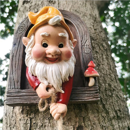 Résine grimper au gnome sculpture blanc barbe nain art statue Courté paysage figurines jardin décoration arbre Elfe Pendentif