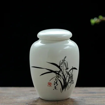 Portable Ceramic Tea Caddy Household Storage Sealed Tank Travel Coffee Moisture-proof Jar Kitchen Spice Candy Containers