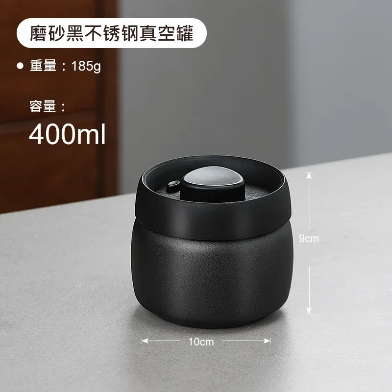 Stainless steel tea sealed jar Moisture-proof household tea storage jar press vacuum high-grade coffee bean sealed jar