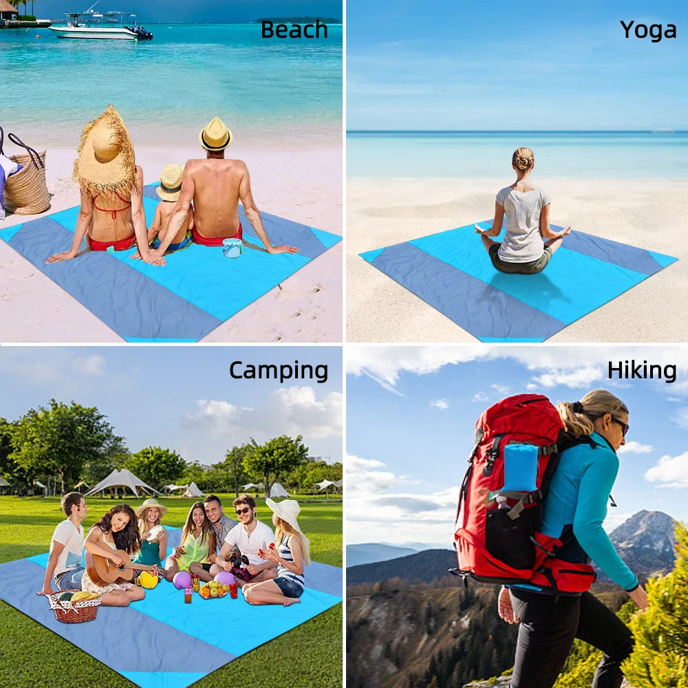 2x2.1m étanche de poche de poche couverture de plage pliant matelat de camping pliant tapis de pique-nique en plein air