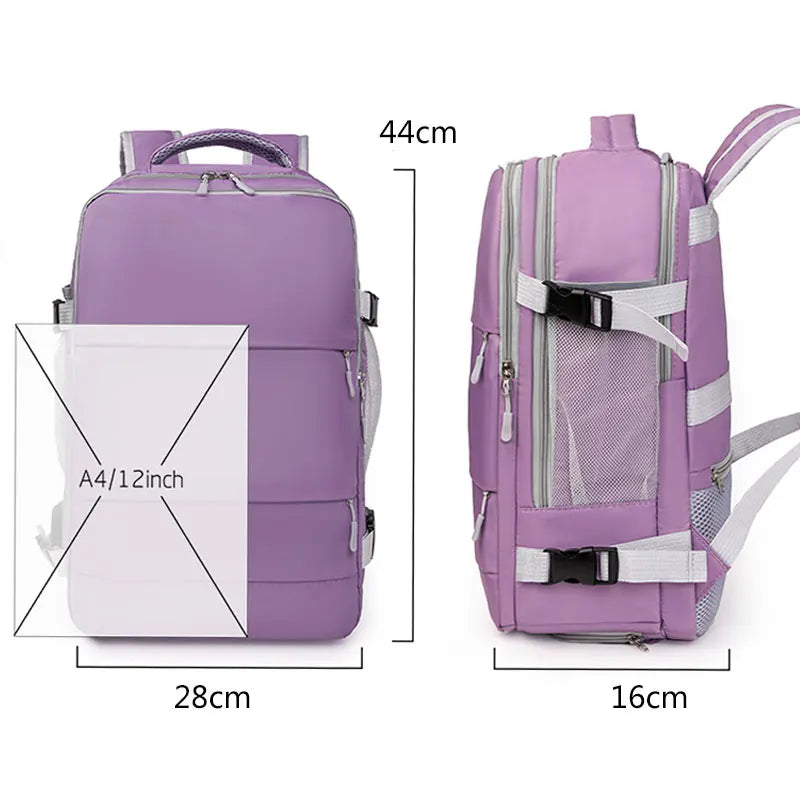 Frauen Reisen Rucksack Wasserschutzdarsteller Daypack Teenage Girls USB Ladung Laptop Schoolbag mit Gepäckgurtschuhen Tasche xa337c