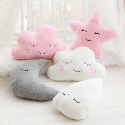 Pernă pentru dormitor pentru casă Serie confortabilă Sky Plush Plush Plush Cloud Cloud Moon Rain Star Canapea Backrest pentru copii decor