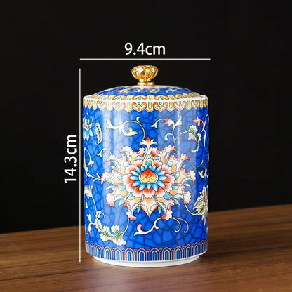 European Ceramic Storage Jar Enamel Decorative Kitchen Cereal Dispenser Coffee Table Desktop Tea Canister Living Room Candy Jars