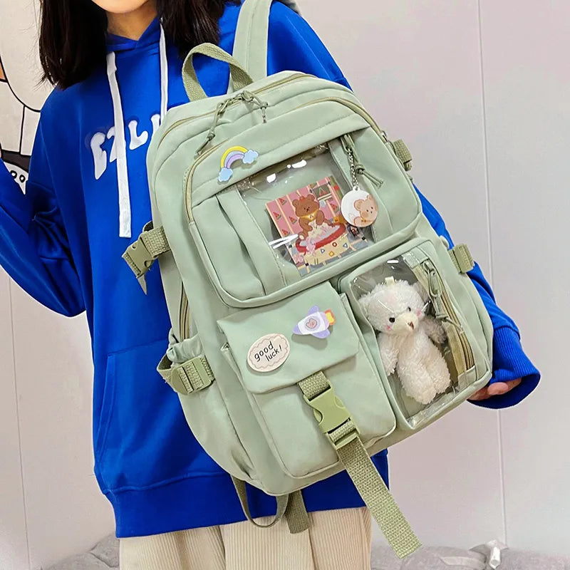 Słodkie kobiety plecaki Wodoodporne nylonowe szkolne plecak dla studentów kobiet-dziewcząt Kawaii Laptop Book Pack Mochilas