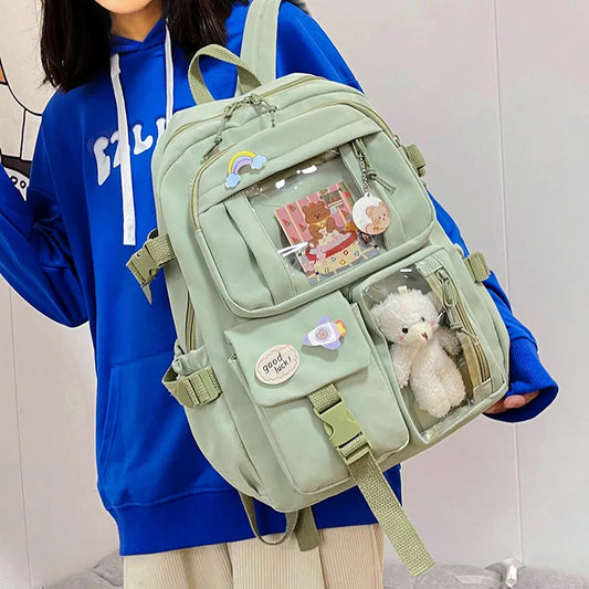Sacles sacs de femmes mignonnes Sac à dos d'école en nylon multiproofralise pour les filles Kawaii ordinateur portable Pack Mochilas