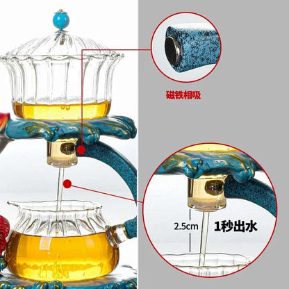 New Arrival Creative Fish Magnetic Teapot Glass Lazy Automatic Tea Making Household Pu'er Oolong Tea Set Infuser Drinking