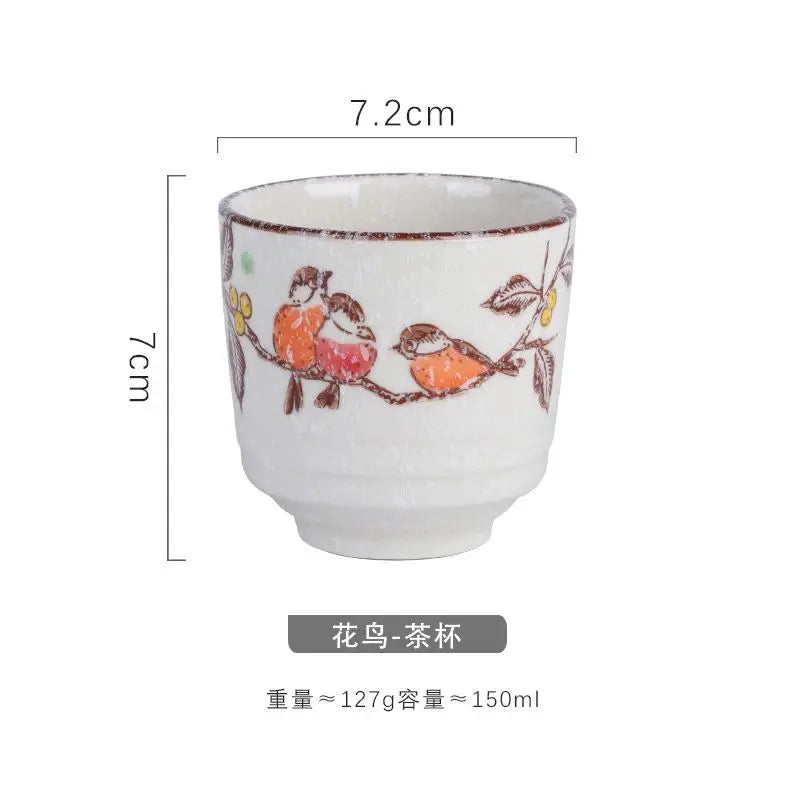 Japanese style Hefeng hand-painted ceramic tea cup, wine cup, small size drinking cup, hotel heat-resistant thickened home tea