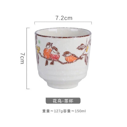 Japanese style Hefeng hand-painted ceramic tea cup, wine cup, small size drinking cup, hotel heat-resistant thickened home tea
