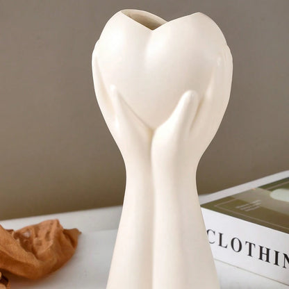 1pc, 4*8.8 inch resin material European art body design hand holding love home decoration vase, modern decoration dining table