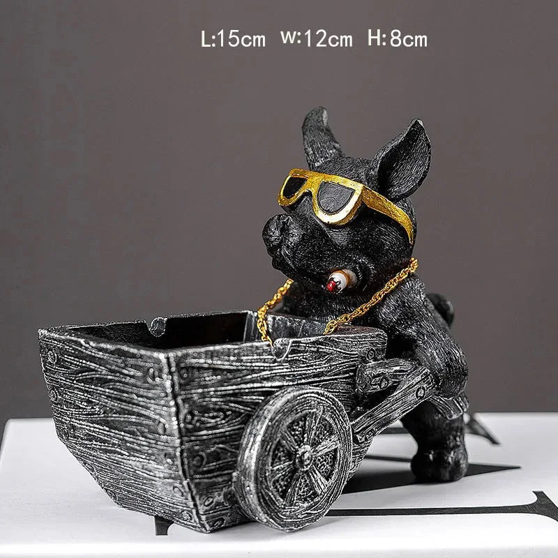 Dog Ashtray Decorative Bulldog Animal Large Capacity Storage Box Ceramic Crafts Ornaments Men Gift Cinzeiro Decorativo Cendier