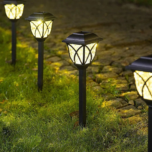 2ks/LED LED solárne svetlá trávnika vonkajšie vodotesné teplé svetlo záhradné dekorácie lampa pre chodník Path Villa Yard Rayway