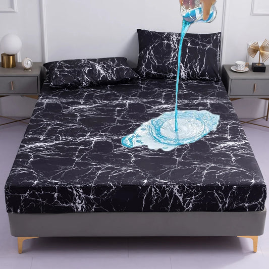 100% waterdichte aangebrachte vellen of kussensloop matrasbeschermer bedkap elastische band massieve enkele tweepersoonsspreide queensize size
