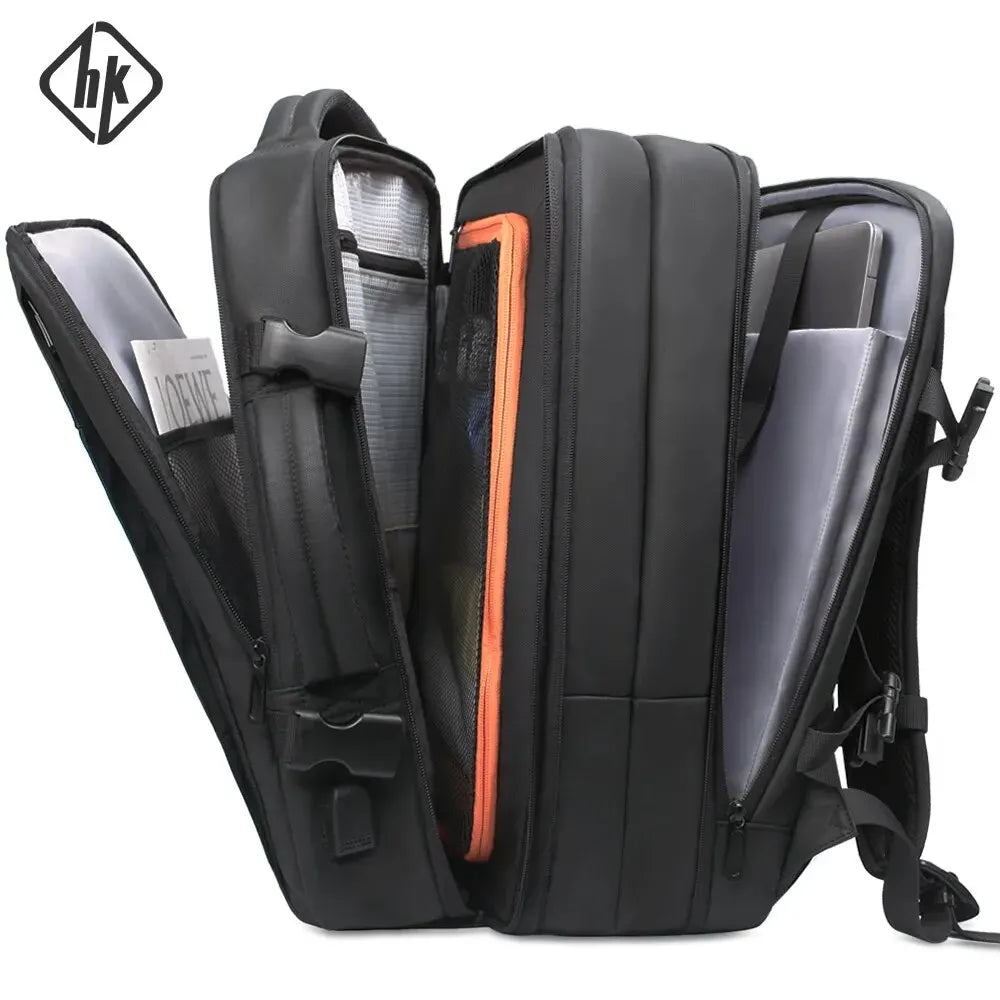 Backpack HK Business për burra anti-vjedhje të papërshkueshëm nga uji 15.6 ”shpinës laptope të rastësishme me kapacitet të madh të zgjerueshëm çantën e udhëtimit
