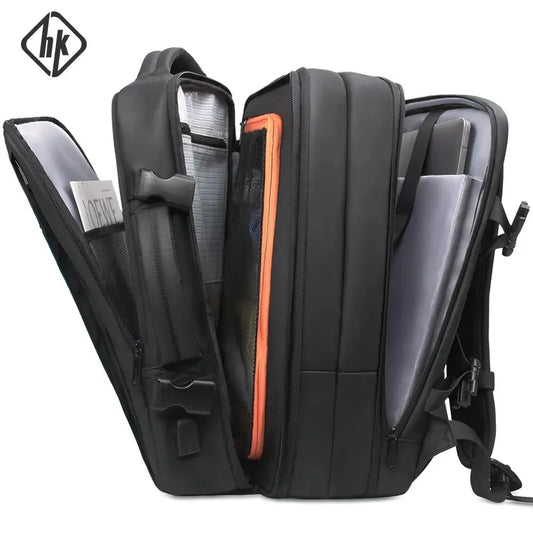 Zaino commerciale hk per uomini impermeabili anti-lothot da 15,6 ”Backpack Laptop Casual Casual Bagna di viaggio estesibile Breve viaggio