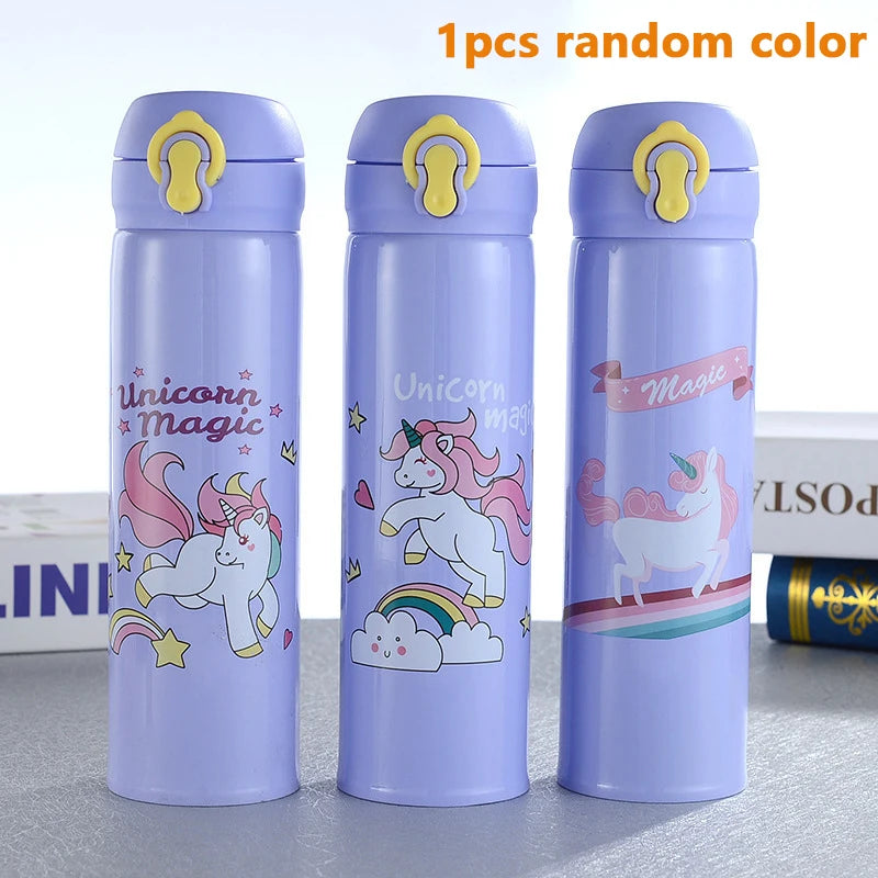 Cute Unicorn Thermos Bottle Stainless Steel Thermal Mug Bouncing Lid Water Bottle for Children Girls Gifts Portable Drinkware