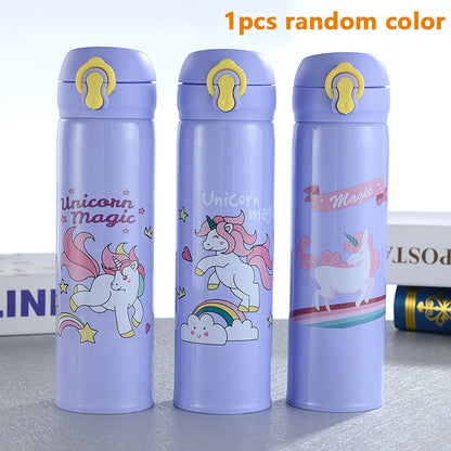 Cute Unicorn Thermos Bottle Stainless Steel Thermal Mug Bouncing Lid Water Bottle for Children Girls Gifts Portable Drinkware