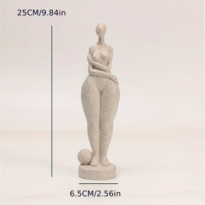 1pc, Sandstone Resin  Chubby Woman Statue  Handmade Sandstone Abstract Art Home Living Room Office Cabinet Tabletop Entryway Dec