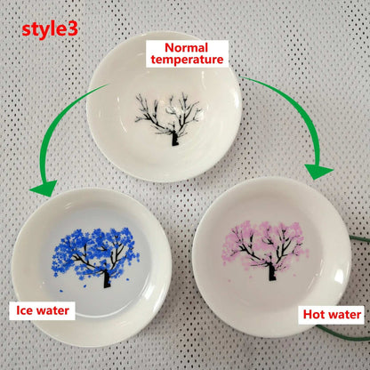 Japanese Magic Sakura Cup Cold Temperature Color Changing Flower display Sake Cup Ceramic Kung fu Tea Cup Tea Bowl