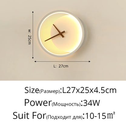 Modern LED Clock Wall Lamps For Bedside Corridor Aisle Hotel Living Room Foyer Kitchen Porch Lights Luminaria Indoor Lighting