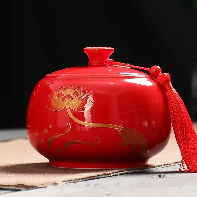 Large capacity Ceramics Tea Caddy Tieguanyin Tea Containers Travel Tea Box Storage Tank Sealed Tea Jar Coffee Spice Organizer