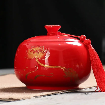 Large capacity Ceramics Tea Caddy Tieguanyin Tea Containers Travel Tea Box Storage Tank Sealed Tea Jar Coffee Spice Organizer