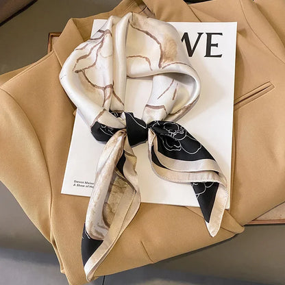 Luxus Design Print Seidenquadratschal Frauen weiches Satin Pferd Haarband Halshälfte Büro Hijab Stirnband Foulard Bag Ribbons Geschenk