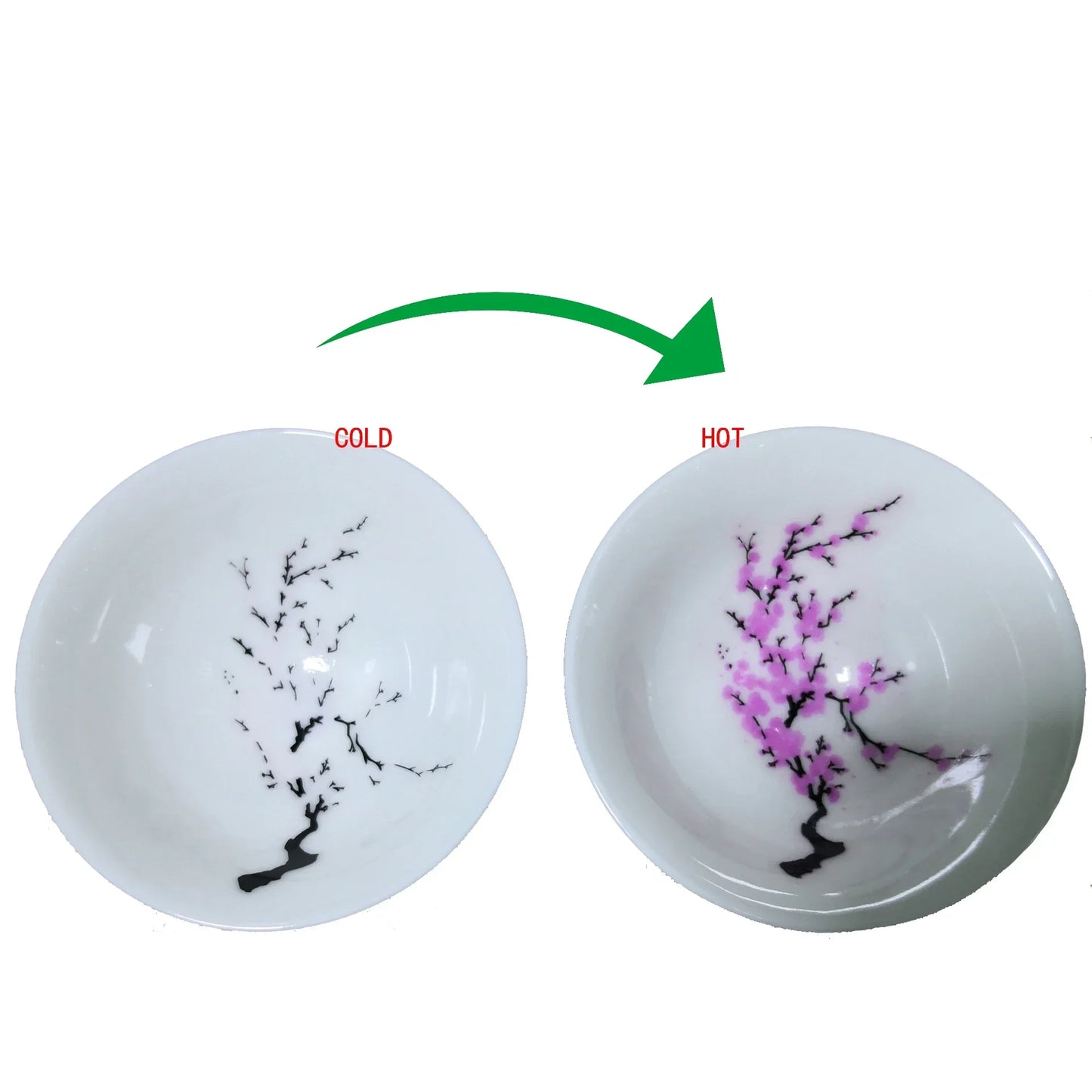 Japanese Magic Sakura Cup Cold Temperature Color Changing Flower display Sake Cup Ceramic Kung fu Tea Cup Tea Bowl