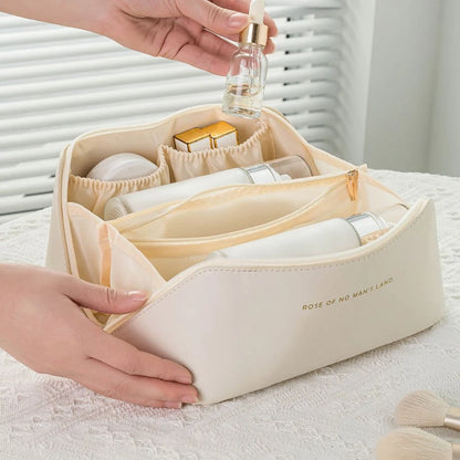 Cosmetische tassen voor vrouwen elegant pu lederen make-up zakje reizen toiletartikelen organisator opslag hangbag Koreaanse handbagage make-up tas