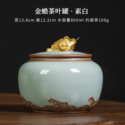 Ceramic Tea Caddy Storage Tank Sealed Jar Candy Jar Tea Box Sugar Bowl Tea Organizer Home Food Container Decorative Jars Tea Can