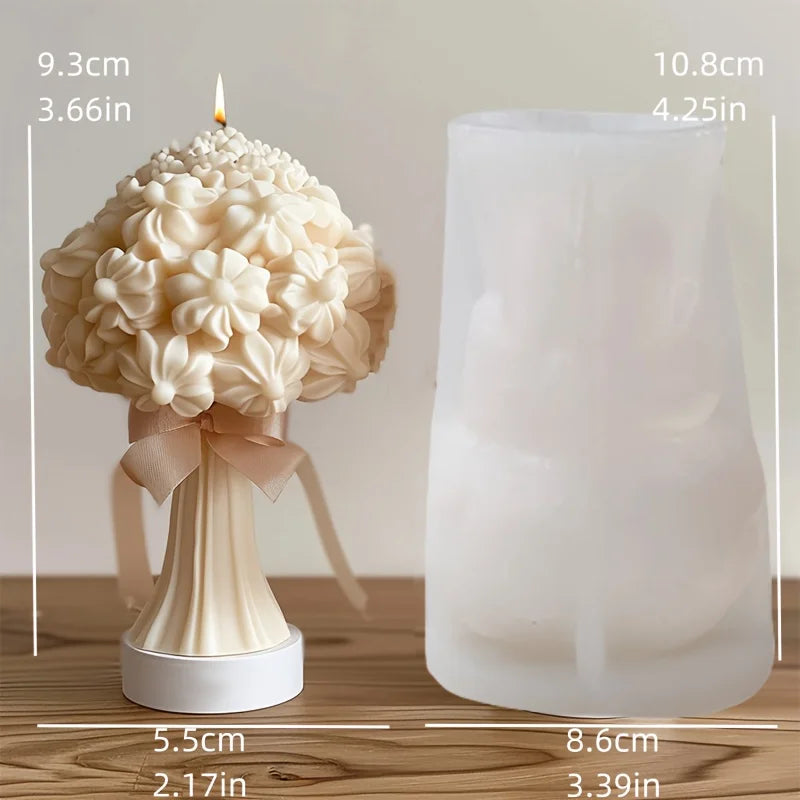New 3D Rose Bouquet Candle Silicone Mold Chrysanthemum Flower Cluster Resin Mold Flower Peony Gypsum Mold Valentine's Day Gift