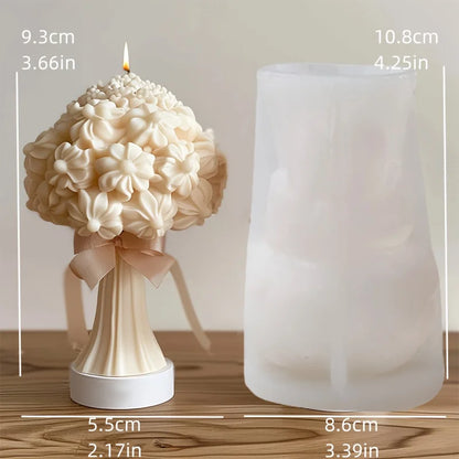 New 3D Rose Bouquet Candle Silicone Mold Chrysanthemum Flower Cluster Resin Mold Flower Peony Gypsum Mold Valentine's Day Gift