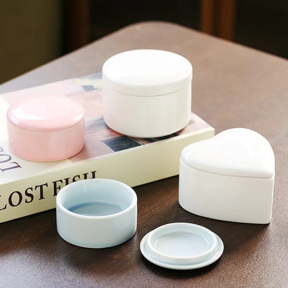 simple round ceramic jewelry storage box jewelry jar makeup box
