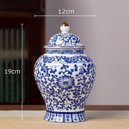 Blue and White Porcelain Tea Canister Ceramic Tea Organizer Box Storage Jars Desk Decoration Tea Jar Coffee Container Tea Caddy