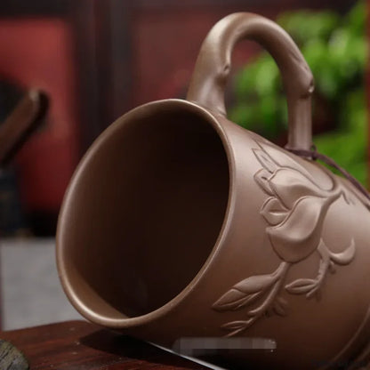 Yixing Purple Clay Tea Cups with Lid, Drinkware Purple Grid Teacup, Chinese Zisha Kung Fu Tea Mug, Office Teaware