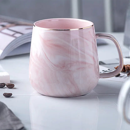 Nordic Ins Style Ceramic Mug Marbled  Gold Rim Coffee Cup Oatmeal Breakfast Cup Valentine's Day present Couple water cups
