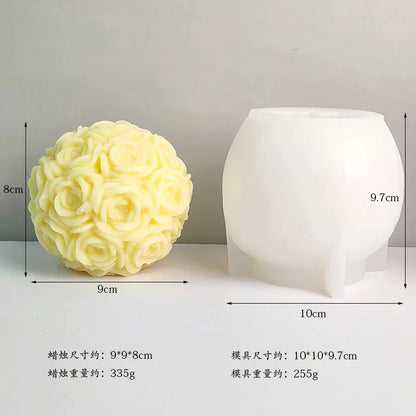 New 3D Rose Bouquet Candle Silicone Mold Chrysanthemum Flower Cluster Resin Mold Flower Peony Gypsum Mold Valentine's Day Gift