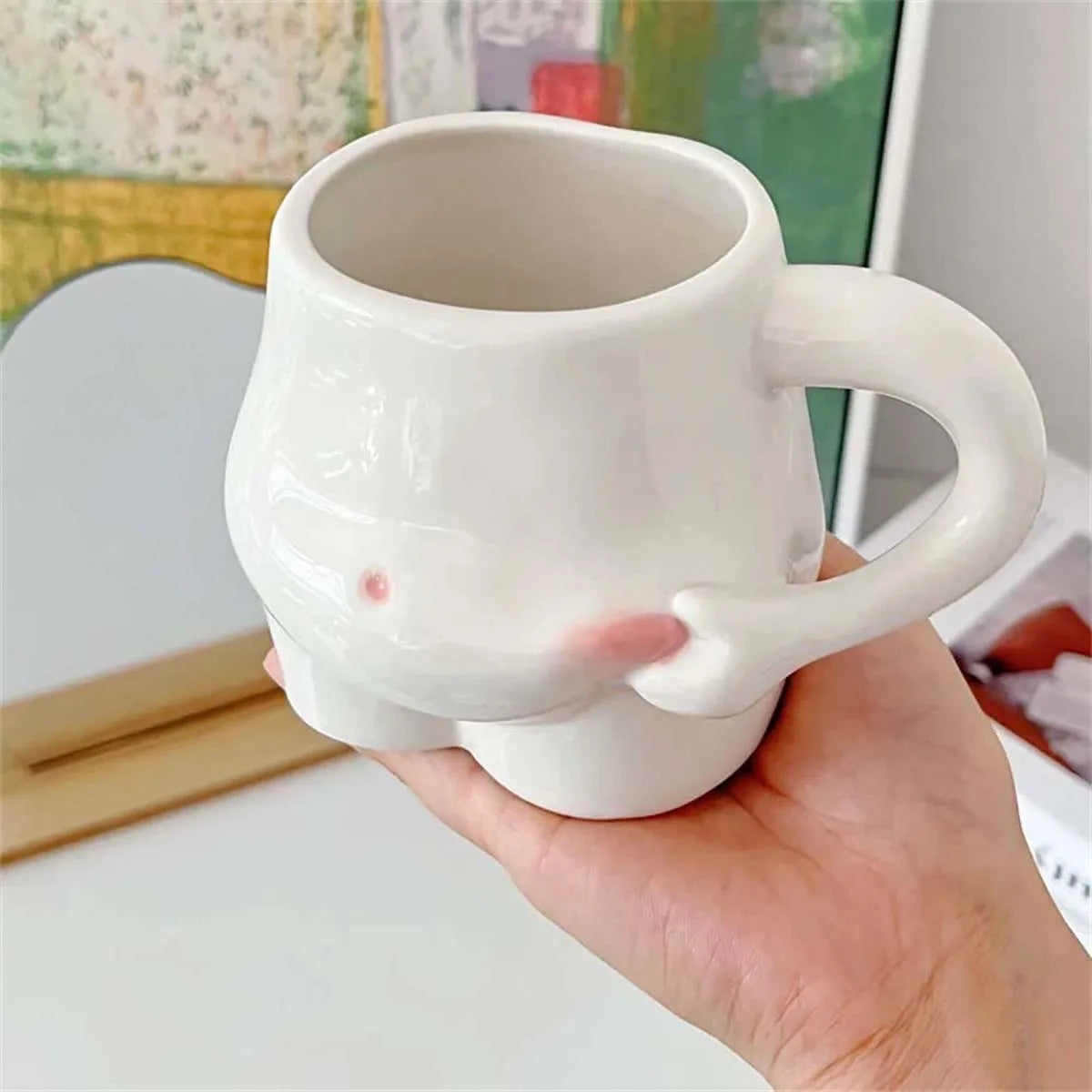 European 320ml Ceramic Cup Cute Belly Cup Coffee Cup Set Creative Art Milk Cup Modern Living Room Home Decoration Accessories